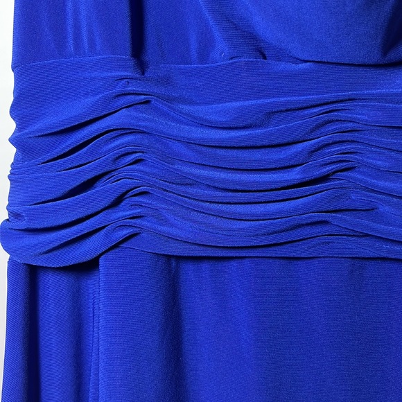 Evan Picone Royal Blue Cowl Neck Sleeveless Drape Waist Dress SZ 16 - Picture 4 of 11